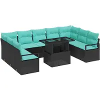 vidaXL Tuinbank Set 10 st 9-Aantal zitplaatsen Zwart en Blauw