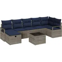 vidaXL Bankstel 8 st 7-Aantal zitplaatsen Grijs en Marineblauw