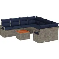 vidaXL Tuinbank Set 9 st Grijs poly rattan