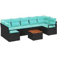 vidaXL Tuinbank Set 8 st Zwart poly rattan