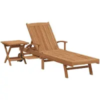 vidaXL Ligbed 2 pcs Massief Teakhout Bruin