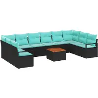 vidaXL Tuinbank Set 11 st Zwart poly rattan