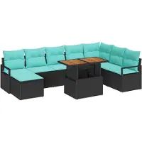 vidaXL Tuinbank Set 9 st Zwart en Teal
