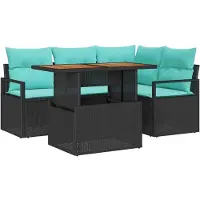 vidaXL Tuinbank Set 5 st 4-Aantal zitplaatsen Zwart en Teal