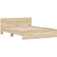 vidaXL Bedframe met Hoofdbord Sonoma 152 x 203 cm Bewerkt hout