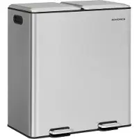 Songmics - Prullenbak - Pedaalemmer - Keuken - 2 Compartimenten - Softclose Pedalen