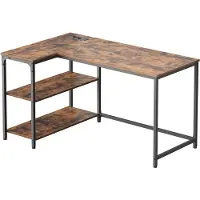 Vasagle - Bureau - L-vorm Bureau met Opbergruimte - Verstelbare Plank - Met Oplaadstation