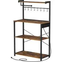 Vasagle - Kruidenrek - Staande Rek met 4 Niveaus - Keukenrek met Oplaadstation - 8 Haken