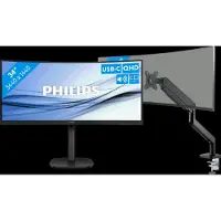 Philips 346E2CUAE/00 + BlueBuilt Monitorarm Mechanische Veer voor 1 Ultrawide Monitor