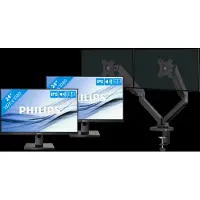 Philips 242B1G/00 Duo Pack + BlueBuilt Monitorarm Mechanische Veer voor 2 Monitoren