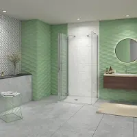 AICA Douchecabine 76x90x90cm vouwdeur (U-vorm) +twee zijwanden ,NANO EasyClean veiligheidsglas,195cm hoog
