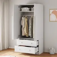 Sweiko Kledingkast - Dubbele deuren - Met 2 laden - 70*40*170 cm - Wit