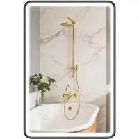 HOMCOM Bathroom Mirror-Aluminiumlegering, Gehard glas-60L x 4B x 90H cm-Zwart