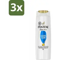 Pantene - Shampoo - Classic Clean - Verfrissende Reiniging - Voor Normaal Haar - 225 ml - Bulkverpakking - 3 stuks
