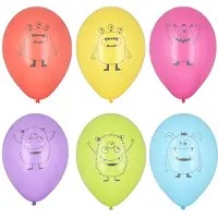 Papstar 12x 6 Ballonnen Ø 29 cm assorti kleuren Monsters