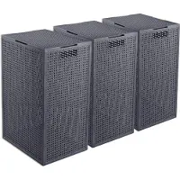 Curver Kaya Wasmand met deksel - 60L - 3 stuks - 38x29x58,5 cm - Antraciet
