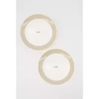 Zusss Set Van 2 Gebaksbordjes 'Lucky' In Zand - Verjaardag - Cadeau Dames Keramiek White / Sand
