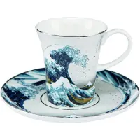 Goebel - Katsushika Hokusai | Kop en schotel De golf | Porselein - 100ml - Espresso - 2 stuks