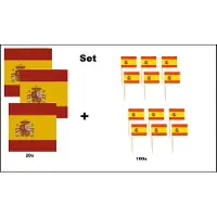 Wefiesta 20x Servetten Spanje 33cm x 33cm 3 laags + 100x Cocktailprikkers Spanje - Spanje set - Spain thema feest WK voetbal