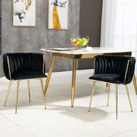 Sweiko Vrije tijd Eetkamerstoelen Fluwelen Stoel Met Metalen Voeten 2PC/SET