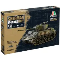 Italeri Modelbouwpakket Vliegtuigen - 25772 M4A3E8 Sherman Fury Tank WWII Plastic - 1:56 - Modelbouw