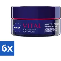 Nivea - Nachtcrème - VITAL Anti-Rimpel Herstellend - Voor rijpe huid - Met Vitamine F, Teunisbloemolie & Calcium - 50 ml - Voordeelverpakking - 6 stuks