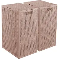 Curver Kaya Wasmand met deksel - 60L - 2 stuks - 38x29x58,5 cm - Warm Taupe