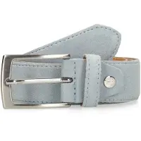 Manfield Lichtblauwe suède riem | Maat 095