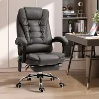 MODFU Bureaustoel - Massagefunctie En Verwarming - Verstelbare Rugleuning Met Voetensteun - Polyester - Donkergrijs