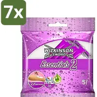 Wilkinson - Wegwerpscheermesjes Essentials 2 - Voor Dames - Antislip Greep - 5 scheermesjes - Bulkverpakking - 7 stuks