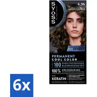 Syoss - Permanent Coloration 5-95 - Haarverf - Permanente Haarkleuring - Cool Lichtbruin - Grijsdekking - Vermindert Haarbreuk - Voordeelverpakking - 6 stuks