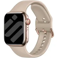 Strap-it Silk Silicone Bandje - horlogebandje geschikt voor Apple Watch 1/2/3/4/5/6/7/8/9/10/11/SE/Ultra (2) (38/40/41/42mm) - Beige