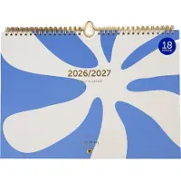 A-Journal - Familieplanner 18 maanden 2026-2027 - Bloem blauw - A5