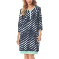 Merry Style Dames Nachtjapon - Kort - Elastisch – Katoen – Donkerblauw/stippen – S - MS-MS10-467-ND