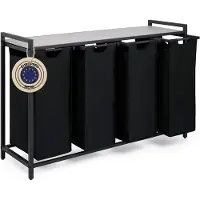 Ren Wasmand 4 Vakken - Wasmand - Wassorteerder - Zwart - 36cm x 111cm x 73cm