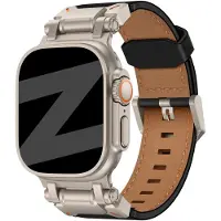 Bandz Apple Watch leren bandje Explorer - horlogebandje geschikt voor Apple Watch 4/5/6/7/8/9/10/11/SE/Ultra (2) (44/45/46/49mm) - zwart