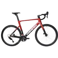 RINOS Odin 4 Carbon racefiets -Roadbike - lichtgewicht racefiets 700C - Shimano 105 - 24 versnellingen- aerodynamisch ontwerp - hydraulische remmen - unisex - Zwart Rood 56
