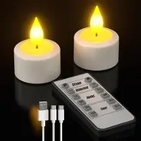 Ren Led Kaarsen Met Bewegende Vlam - Oplaadbare Waxinelichtjes - Oplaadbare Kaarsen - Oplaadbare Theelichtjes - Wit - 4cm x 4cm x 6cm