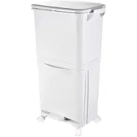 Happiq Trapprullenbak 2-Laags - Afvalscheiding met Wielen - Voor Keuken & Horeca - Kunststof/Metaal
