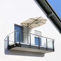 Laura Parasol 150x150 cm Rechthoekig – Balkonparasol met Kantelfunctie, Zwengel, UV50+ Bescherming, Waterafstotend Polyester & Stalen Frame – Compact en Verstelbaar voor Balkon/Terras – Naturel –