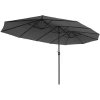 Laura Dubbele Parasol 460x270 cm Extra Groot – Tuinparasol met Zwengel, UV50+ Bescherming, Sterk Metalen Frame, Waterafstotend Polyester – Ideaal voor Tuin, Terras, Horeca & Feesten – Leigrijs –