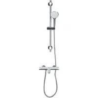 Adema Sparkle 2.0 Badset - thermostatische badkraan - 70cm glijstang - ronde handdouche - metalen doucheslang - chroom