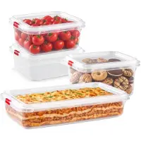 PlasticForte Vershoudbakjes set Frost - 4x stuks - vriezer bakjes - kunststof - diverse maten - 1000-1600-2300 ml - nestbaar
