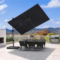 Laura Zweefparasol 300x200 cm Rechthoekig – 360° Draaibaar & Kantelbaar met Zwenkarm – UV50+ Tuinparasol met Aluminium Frame en Handslinger – Grijs –