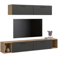 Furnilux Woonkast in artisan eik en basalt - Moderne woonwand met opbergruimte - 202 cm breed