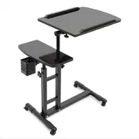 Happiq Mobiele zit sta-Bureau Verstelbaar - Laptoptafel met Wielen & Kantelblad - Voor Thuiskantoor