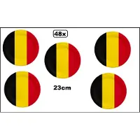 Wefiesta 48x Bord 23cm zwart/geel/rood karton - Diner Belgie WK 2026 BBQ thema feest verjaardag feest