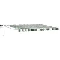vidaXL Handmatige zonnescherm met scharnierende armen, met LED-verlichting, groen en wit, 4 x 3 meter