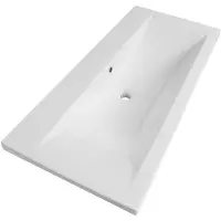 Brauer Halo Wastafel - 100 cm - met 1 Spoelbak en 0 Kraangaten - Keramiek Hoogglans Wit