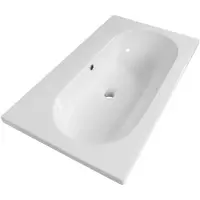 Brauer Moon Wastafel - 80 cm - met 1 Spoelbak en 0 Kraangaten - Keramiek Hoogglans Wit